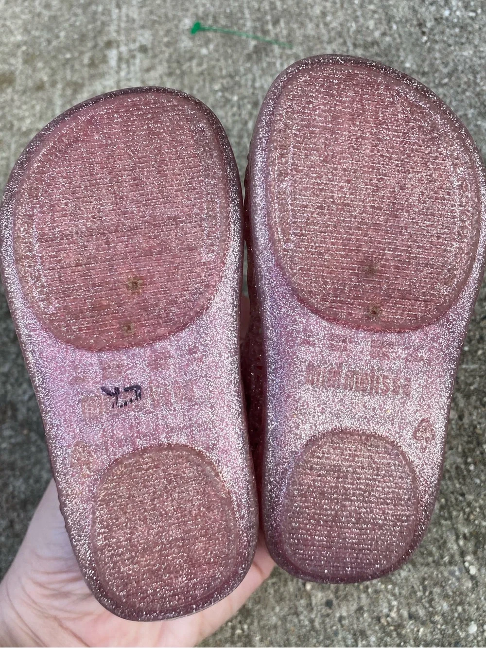 Mini Melissa pink Campana Bell zigzag glitter jelly Mary Jane flats size 7